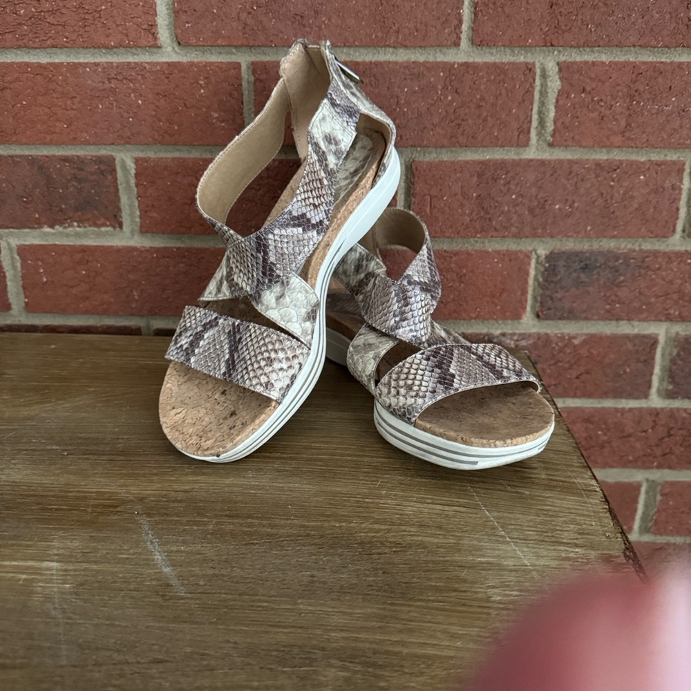Adrienne Vittadini Snakeskin Pattern Cary Zipper Back Sandals